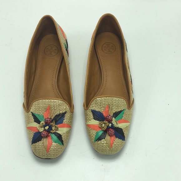 Tory Burch Shoes - Tory Burch Straw-Woven Slip-On Shoes, Size 5.